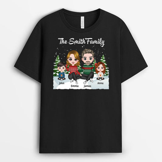 1415AUK1 personalised christmas for family t shirt