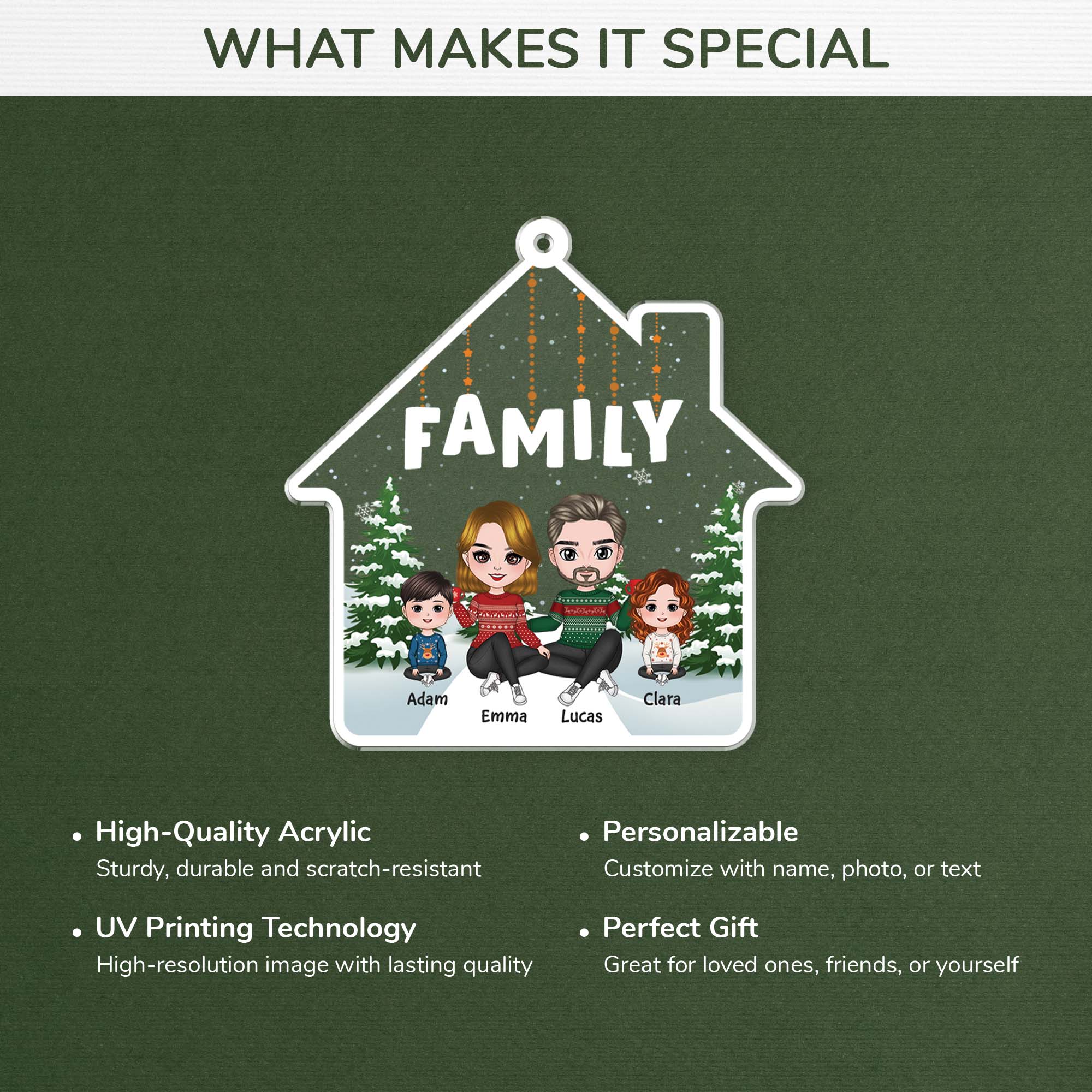 1415OUS4 personalized family house ornament