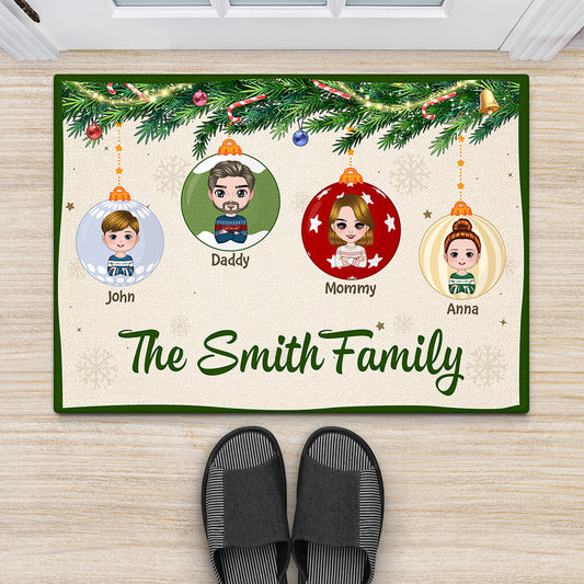 1418DUK2 personalised merry christmas family doormat