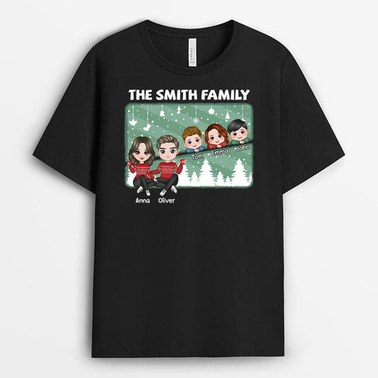 1420AUK1 personalised familys christmas t shirt