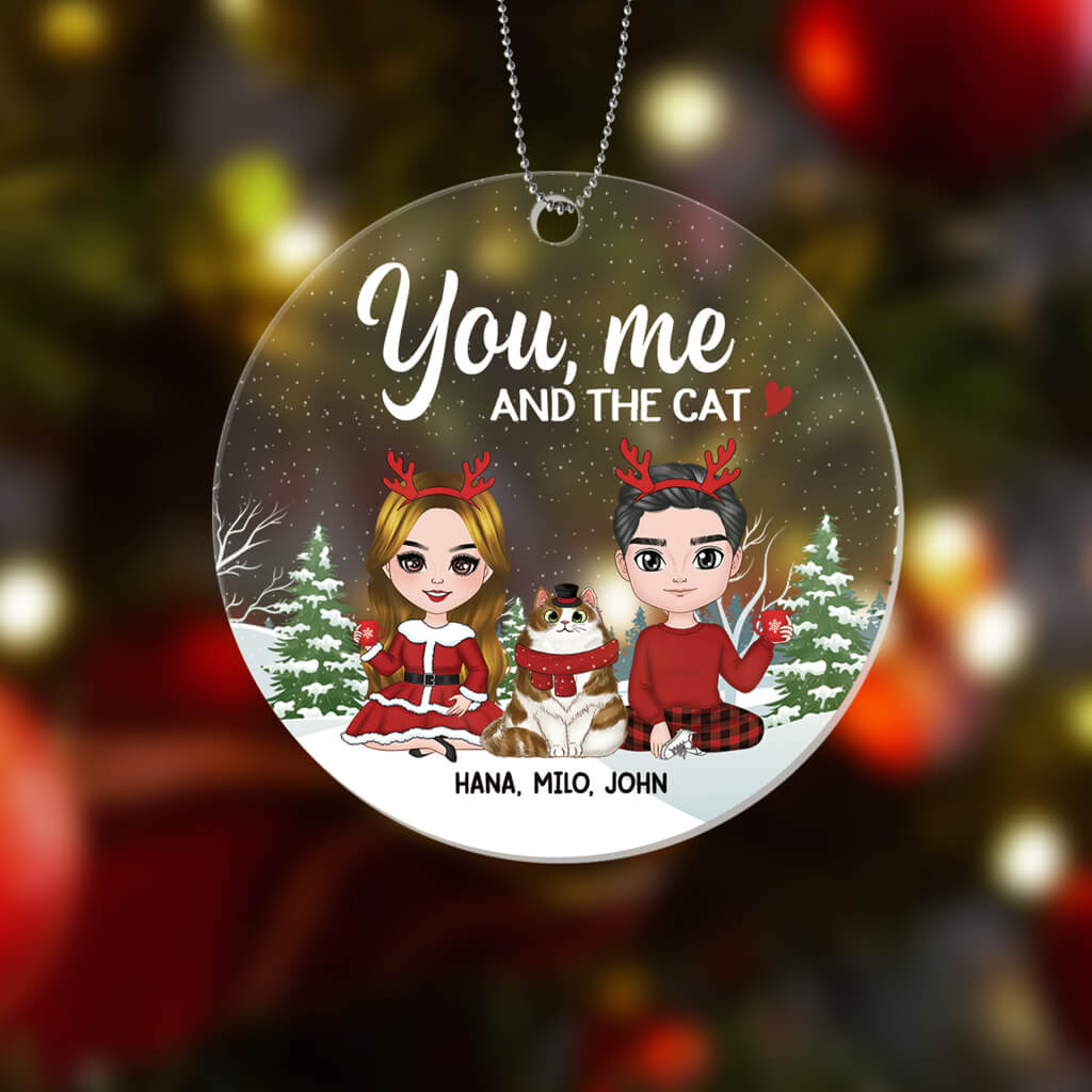 1423OUK2 personalised you me and the cat ornament