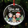1423OUS1 personalized couple gifts glass couple with dog ornament 1423OKU0C