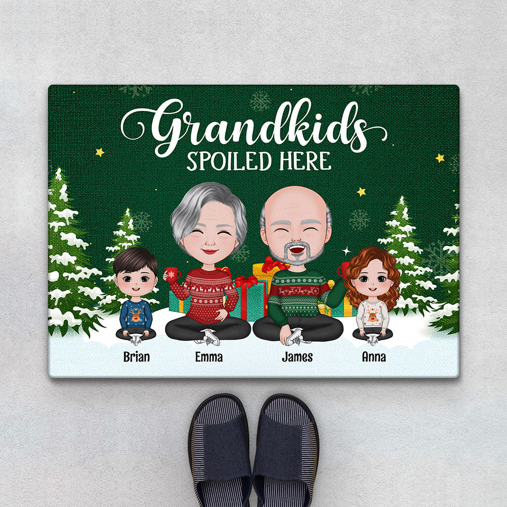 1427DUK1 personalised grandkids spoiled here doormat