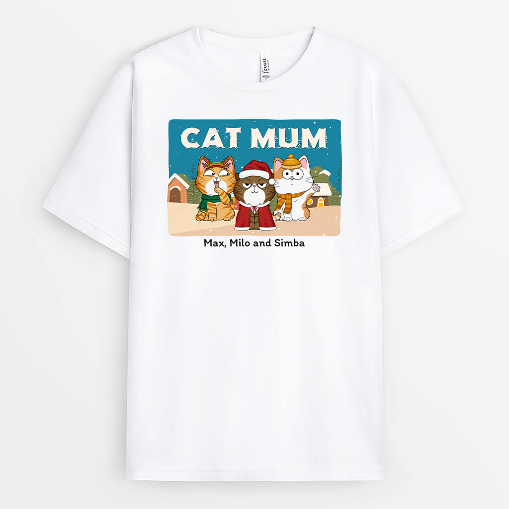 1428AUK2 personalised meowy cat mum dad t shirt