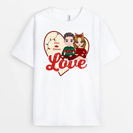 1433AUK1 personalised love in christmas t shirt