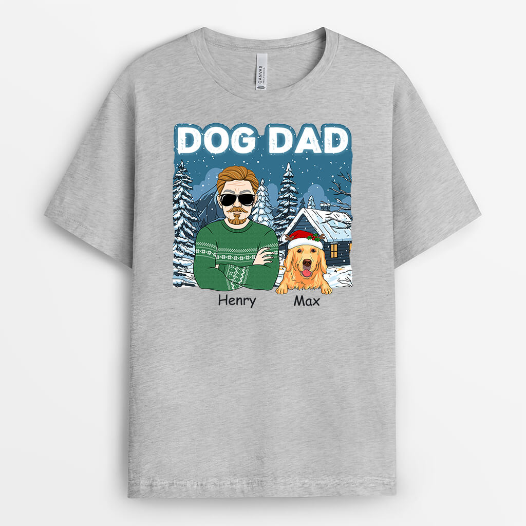 1437AUK2 personalised best dog dad christmas t shirt
