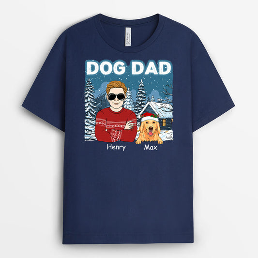 1437UK2 personalised dog dad christmas t shirt