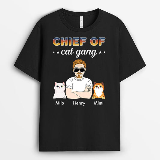 1449AUK1 personalised chief of cat gang t shirt