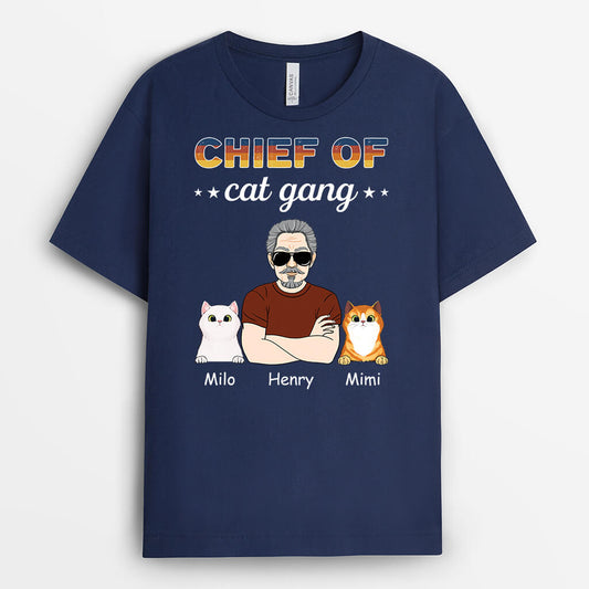 1449AUK2 personalised chief of cat gang t shirt