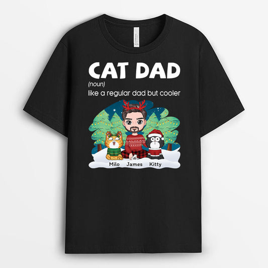 1450AUK2 personalised like a regular cat dad but cooler t shirt