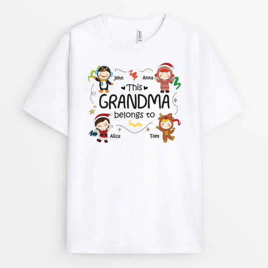 1452AUK1 personalised this xmas grandma belongs to t shirt