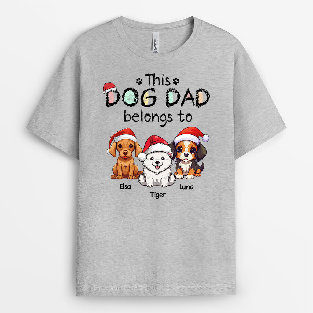 1454AUK1 personalised this xmas dog mum dog dad belongs to t shirt