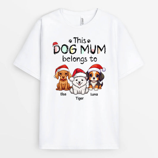 1454AUK2 personalised this xmas dog mum dog dad belongs to t shirt