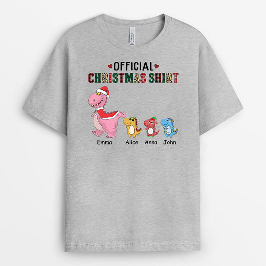 1462AUK2 personalised official christmas with dinosaurs t shirt