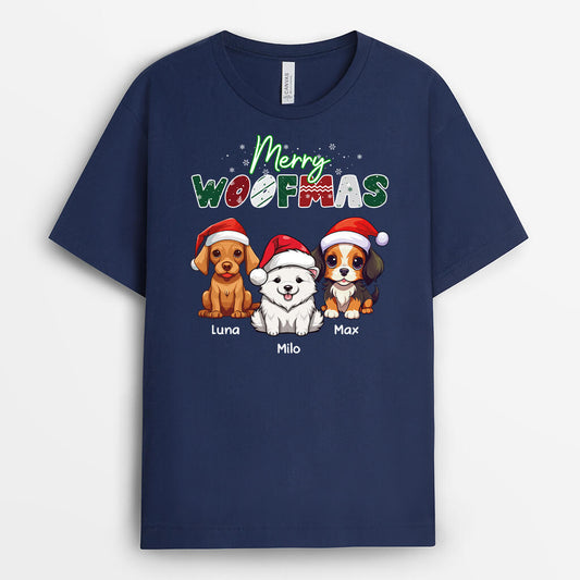 1466AUK2 personalised merry woofmas t shirt