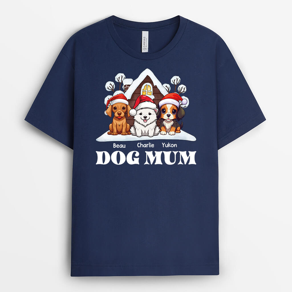 1467AUK2 personalised dog mum dog dad christmas t shirt