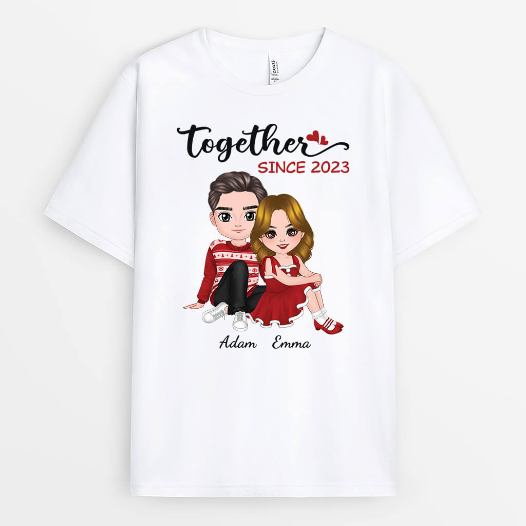 1470AUK1 personalised christmas together since t shirt