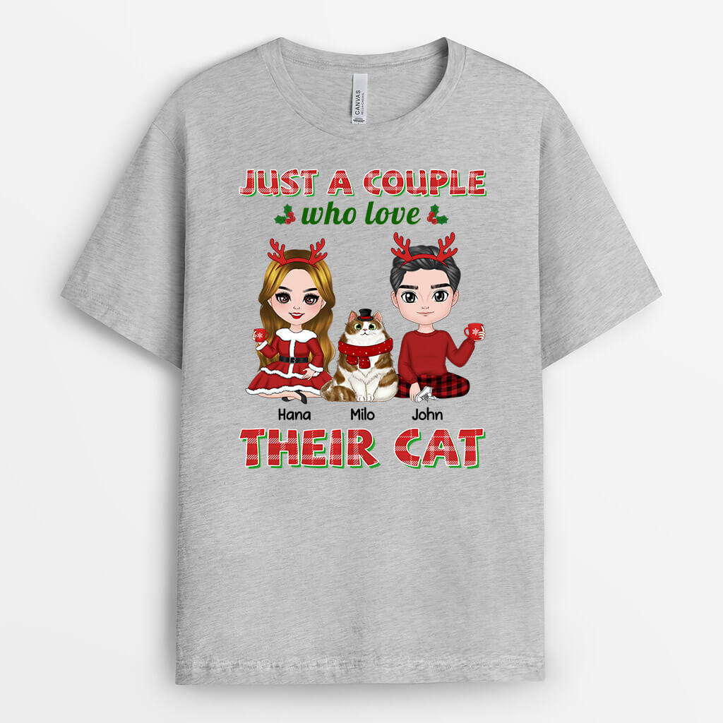 1471AUK1 personalised just a couple who love their cat t shirt