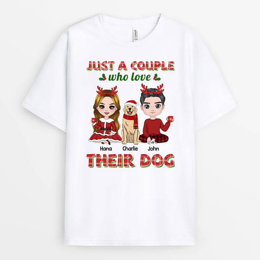 1471AUK1 personalised just a couple who love their dog t shirt