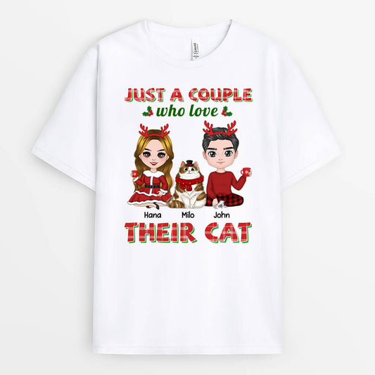 1471AUK2 personalised just a couple who love their cat t shirt