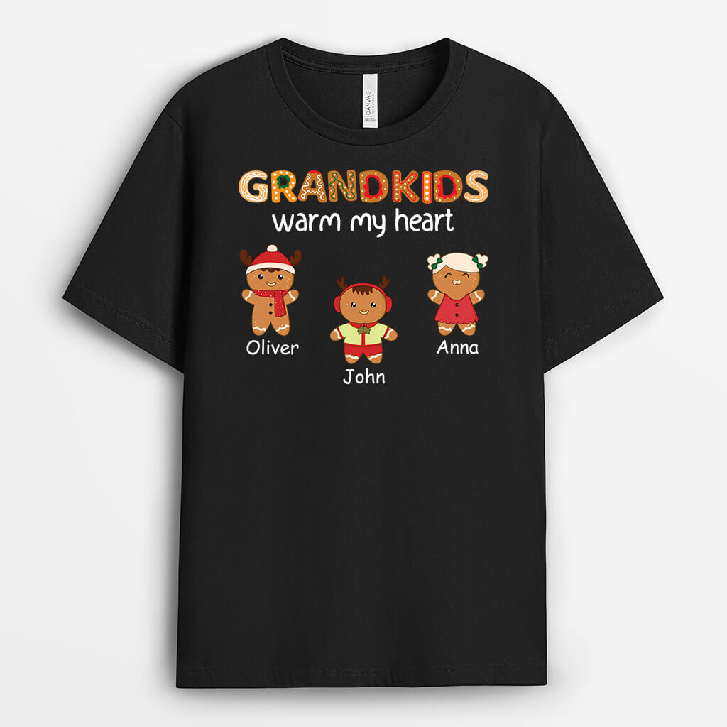 1472AUK1 personalised grandkids warm my heart t shirt
