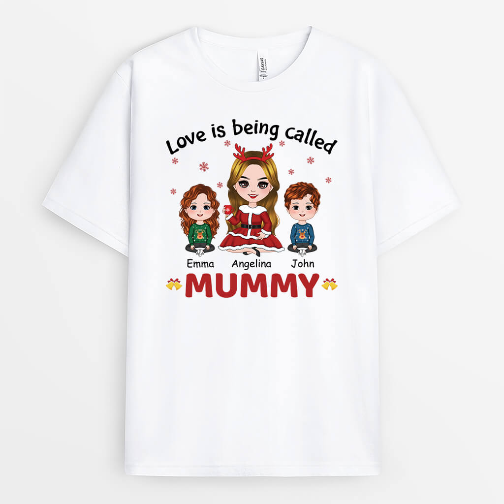 1473AUK1 personalised love is being called mummy t shirt