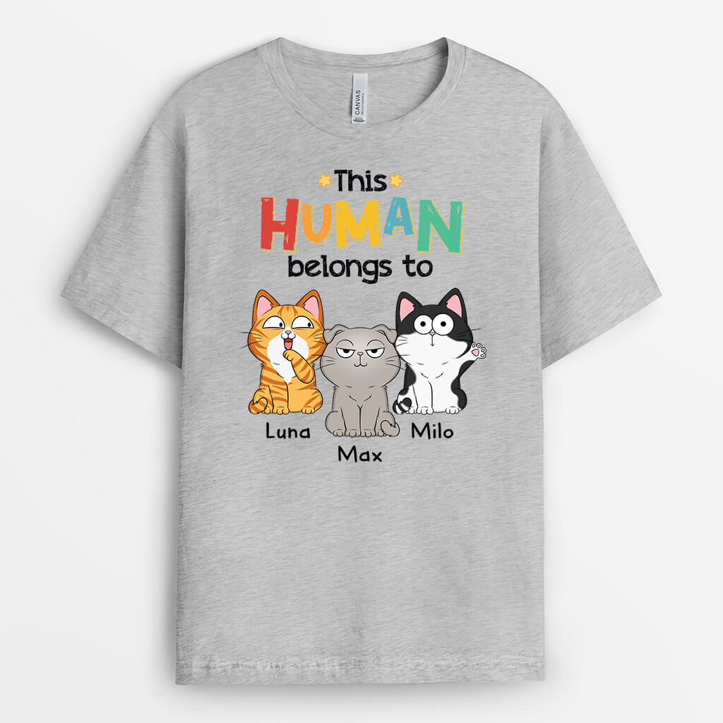 1481AUK2 personalised this human belongs to cat t shirt