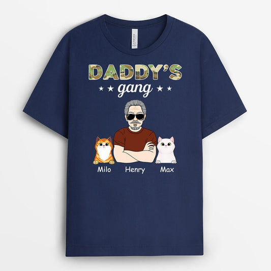 1486AUK1 personalised daddys gang cat t shirt