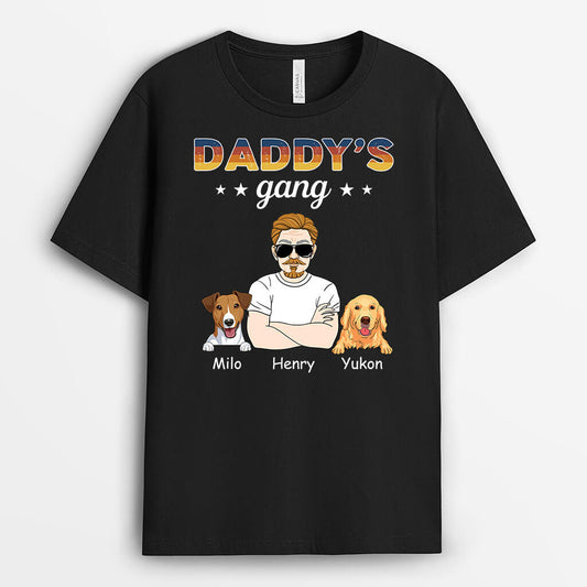 1486AUK1 personalised daddys gang dog t shirt