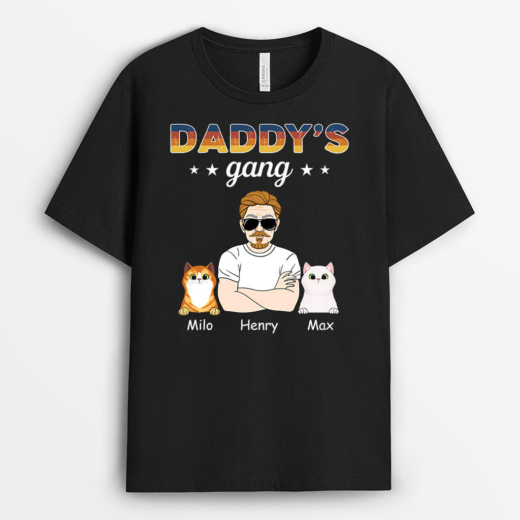 1486AUK2 personalised daddys gang cat t shirt