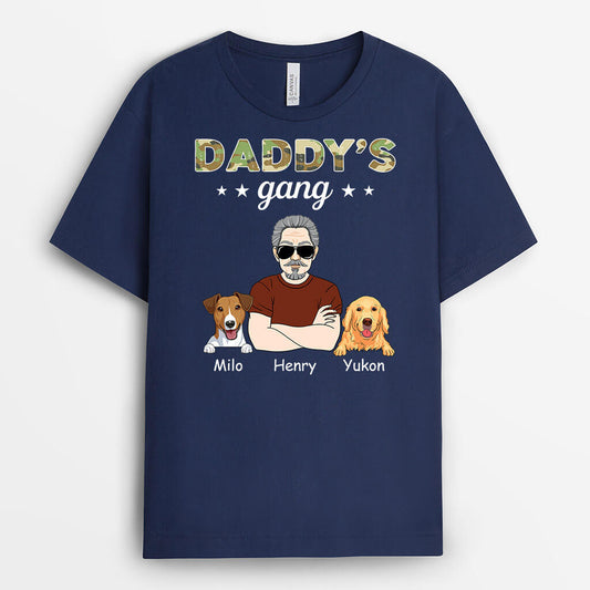 1486AUK2 personalised daddys gang dog t shirt