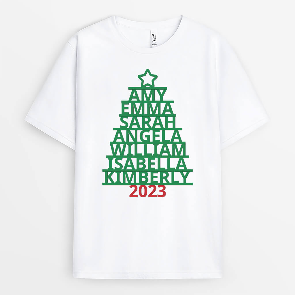 1488AUK1 personalised family christmas tree t shirt