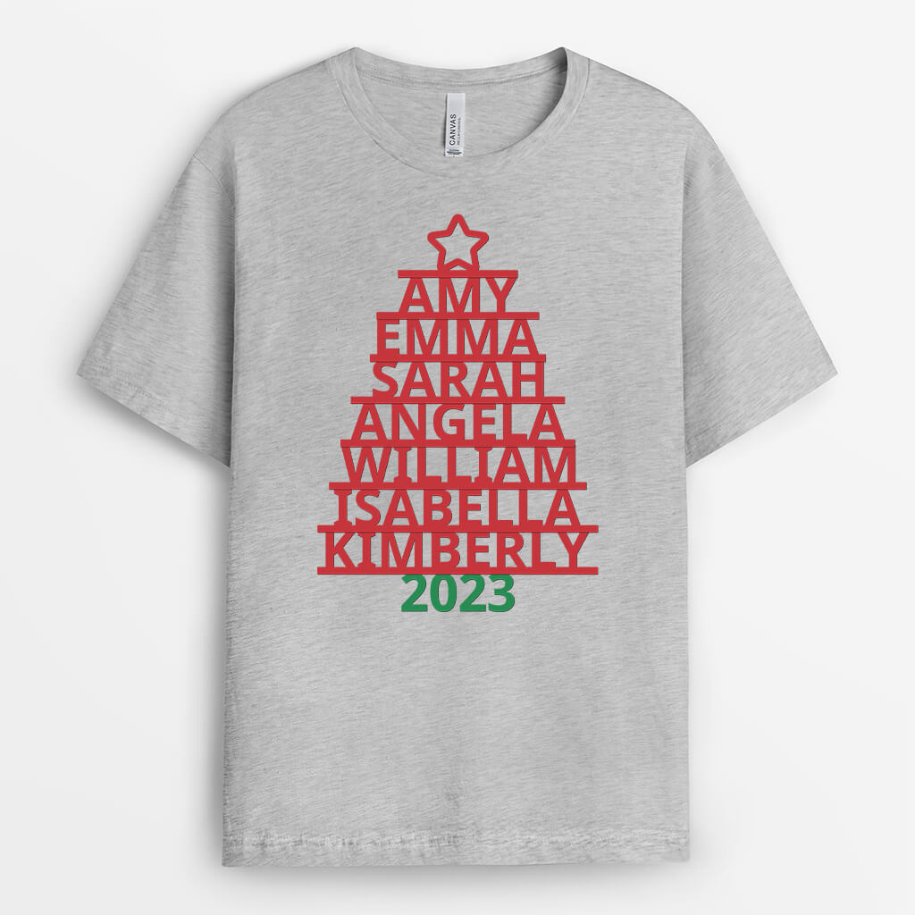 1488AUK2 personalised family christmas tree t shirt