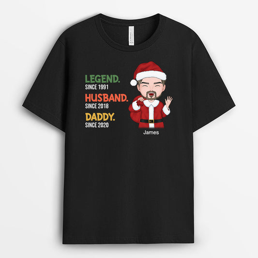 1492AUK1 personalised christmas legend husband daddy grandpa t shirt