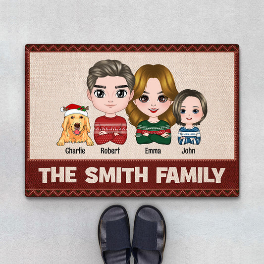 1494DUK1 personalised christmas family door mat