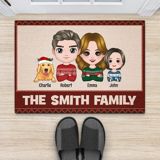 1494DUK2 personalised christmas family door mat