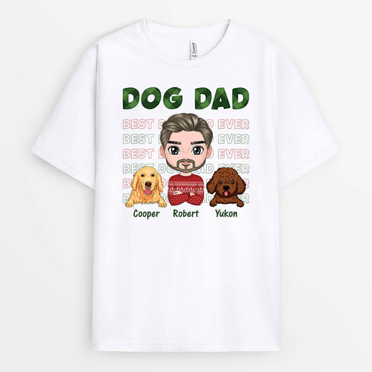 1496AUK1 personalised christmas best dog dad ever t shirt
