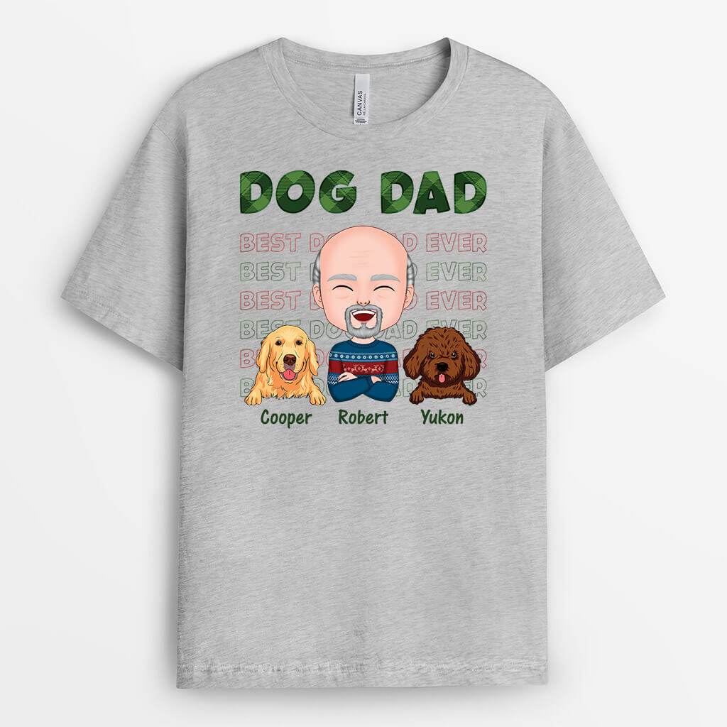 1496AUK2 personalised christmas best dog dad ever t shirt