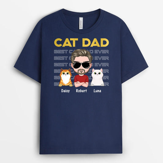 1497AUK1 personalised best cat dad ever t shirt