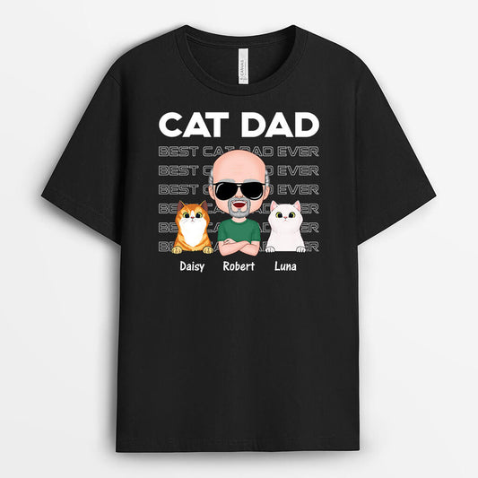 1497AUK2 personalised best cat dad ever t shirt