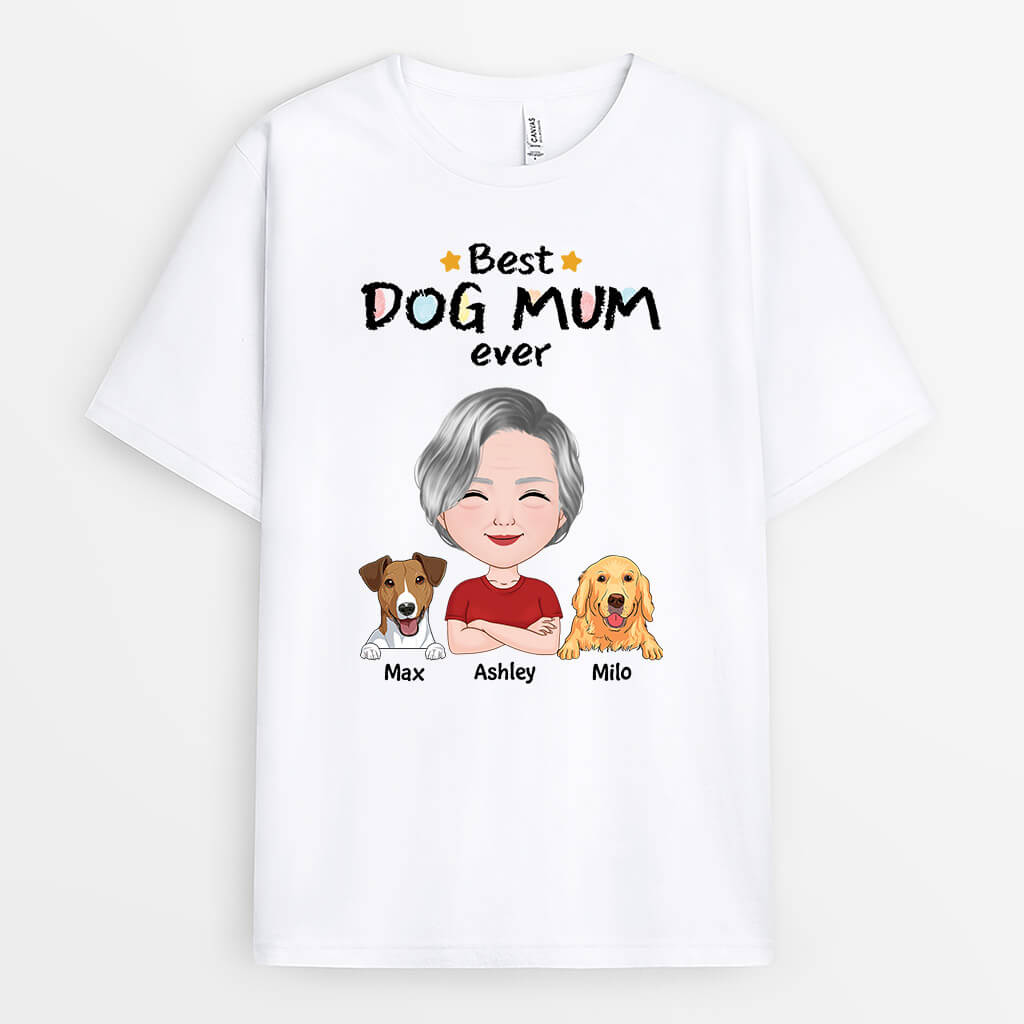 1501AUK1 personalised best dog mum ever t shirt