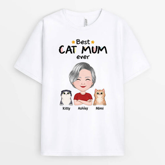 1501AUK2 personalised best cat mum ever t shirt