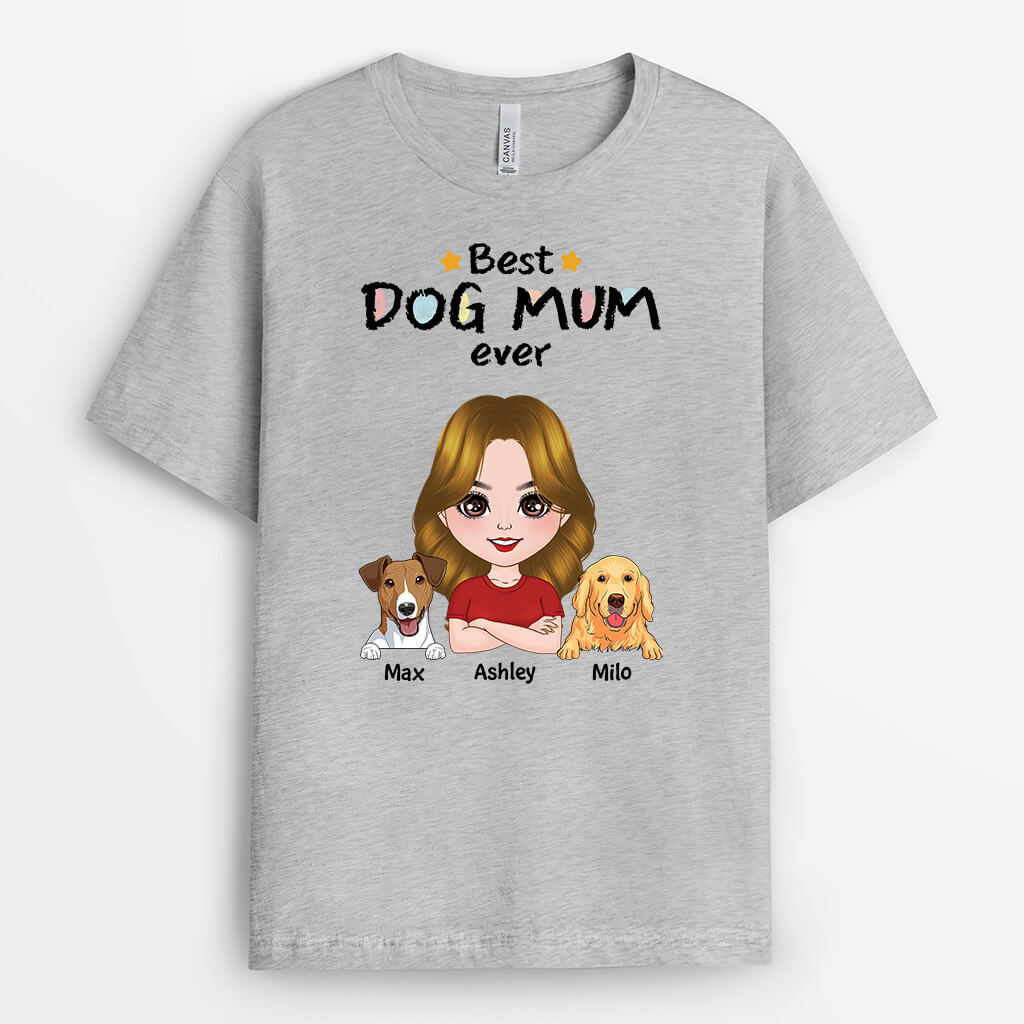1501AUK2 personalised best dog mum ever t shirt