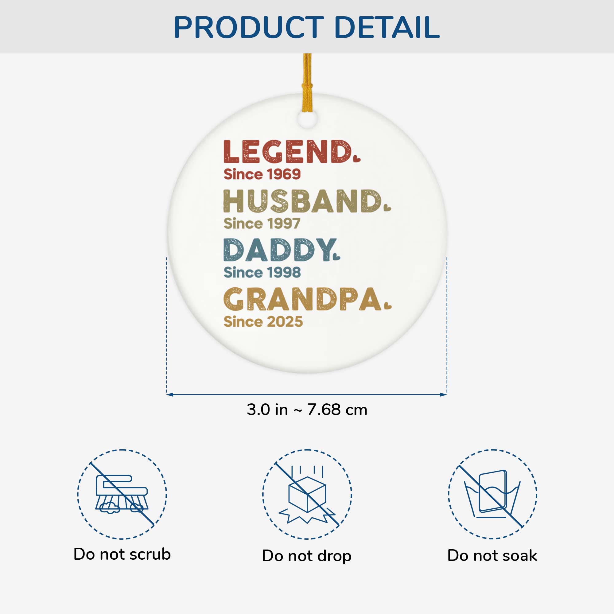 1503OUS3 personalized grandpa gifts legend since ceramic ornament 1503O3T5B