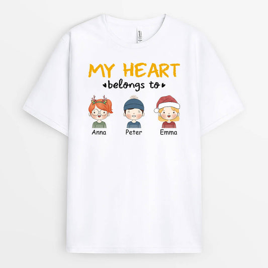 1505AUK2 personalised my heart belongs to t shirt