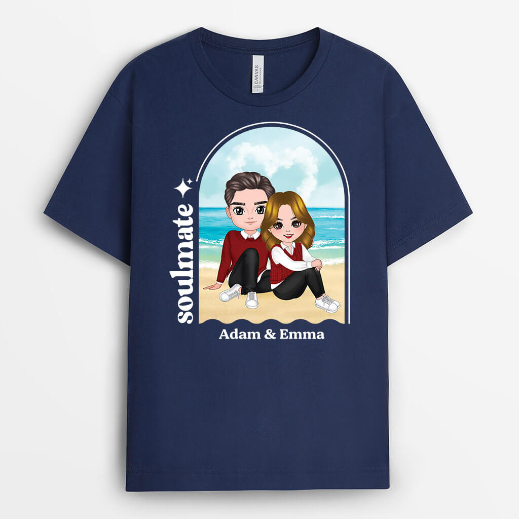 1511AUK2 personalised soulmate on the beach t shirt