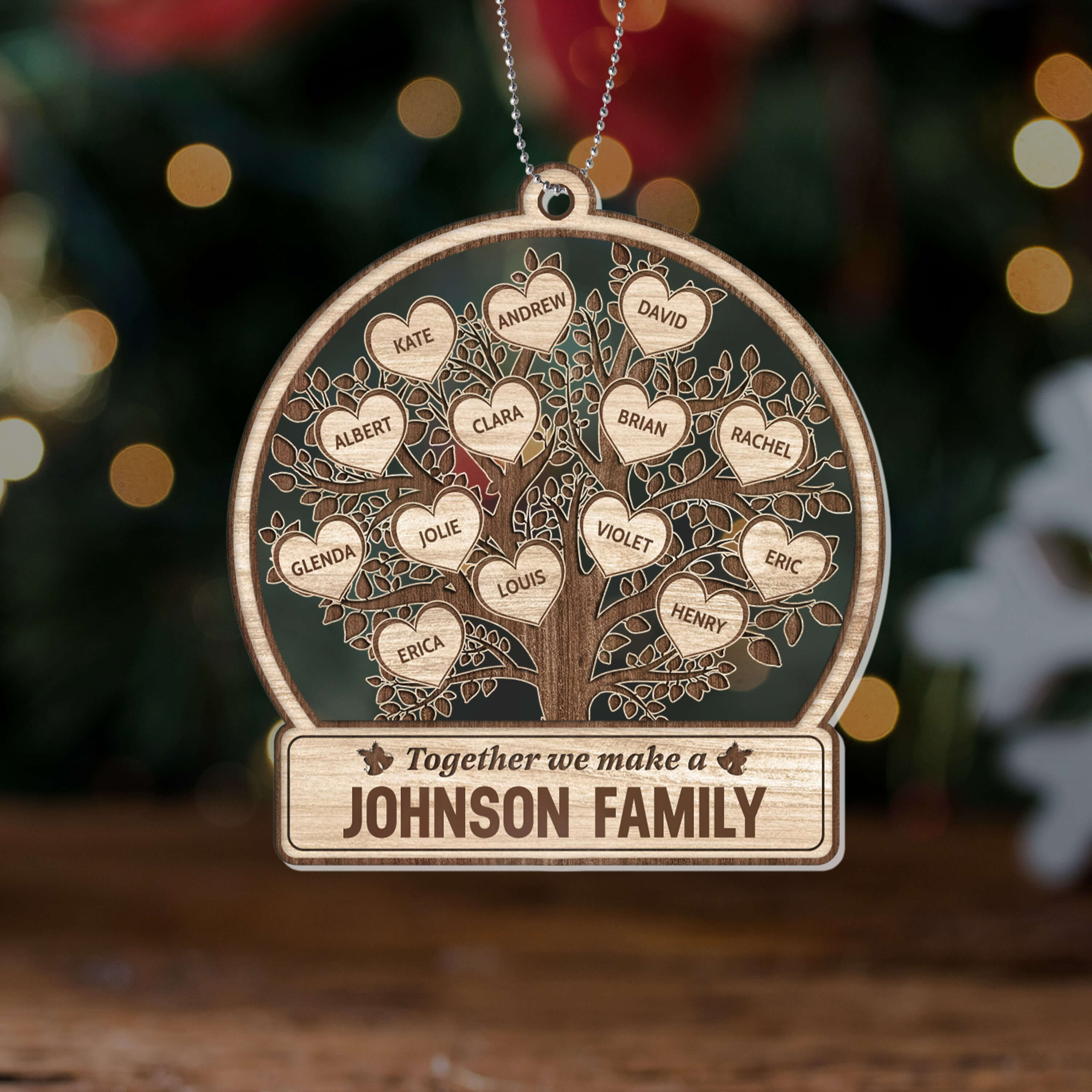 1513OUK2 personalised together we make a family ornament