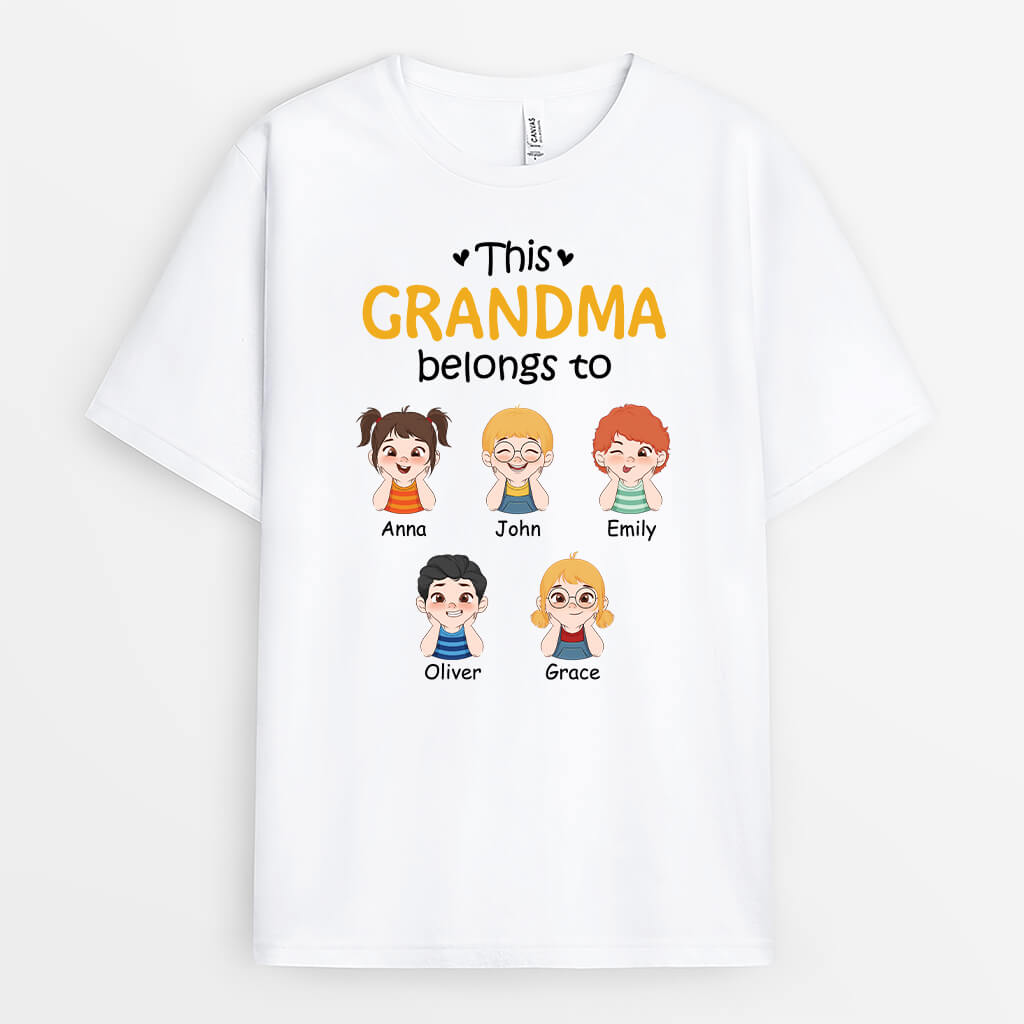 1517AUK1 personalised this grandma belongs to kids t shirt