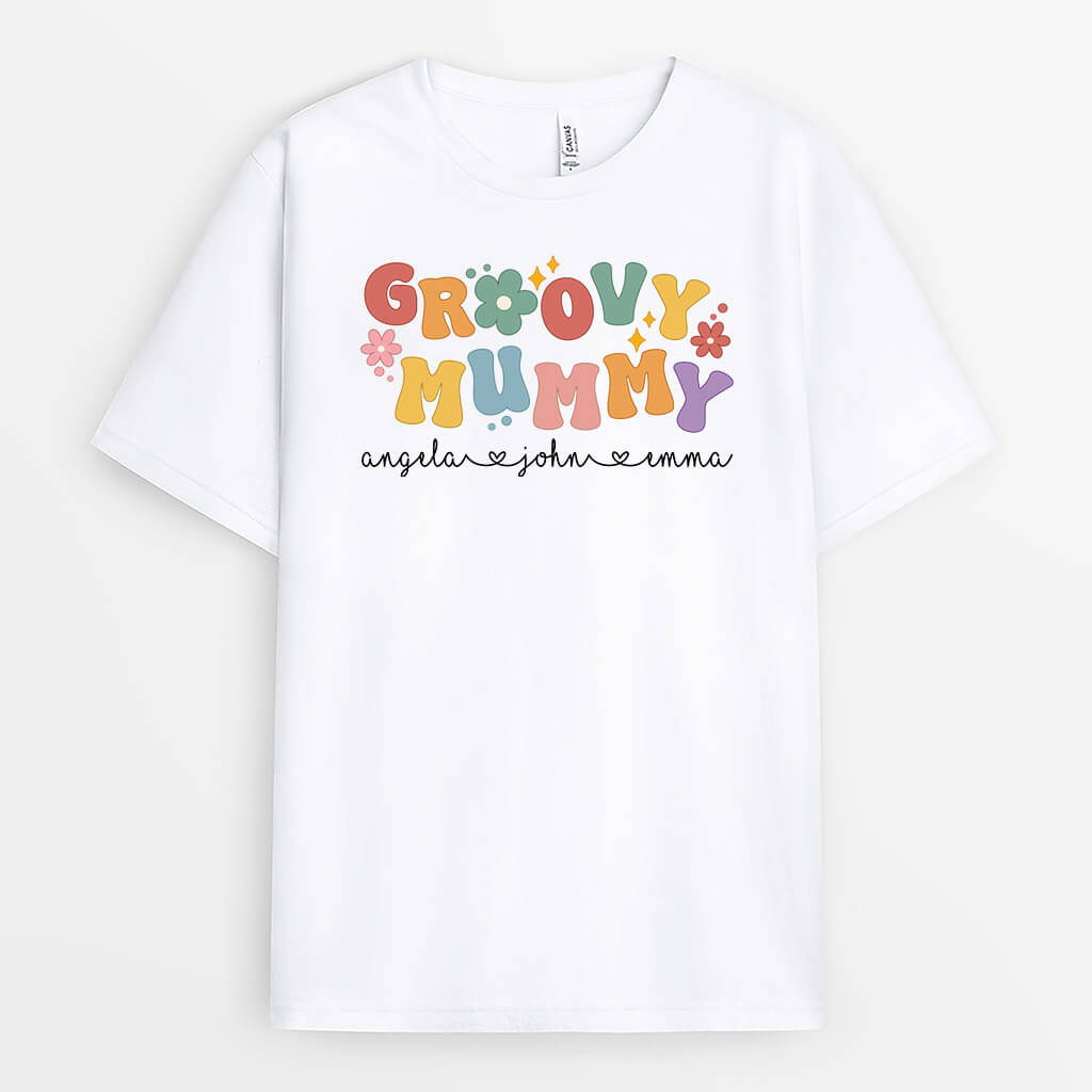 1518AUK1 personalised groovy mama t shirt