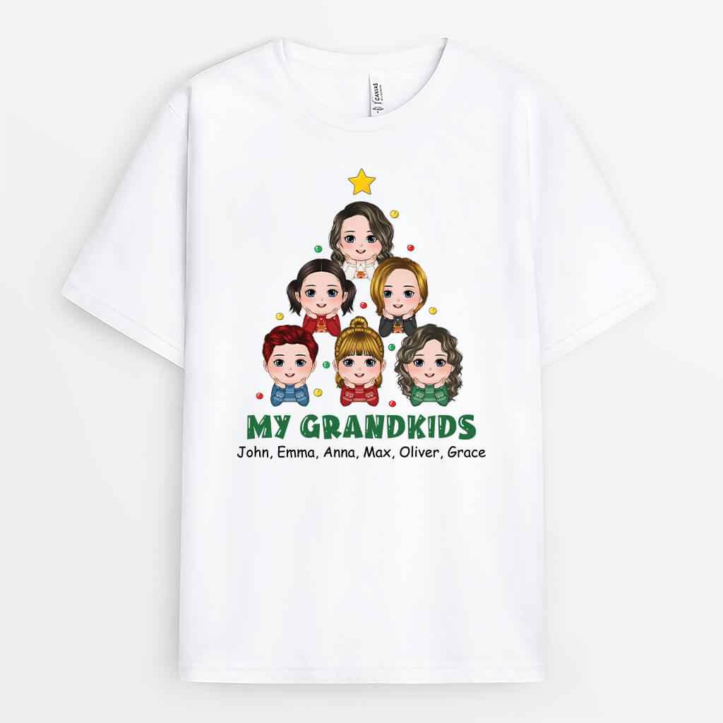 1519AUK1 personalised my grandkids christmas t shirt